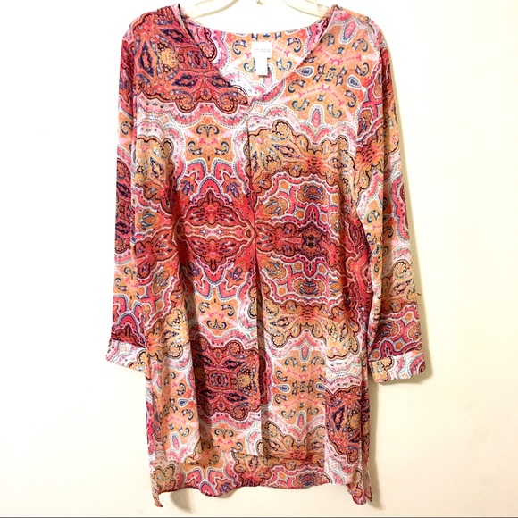 Chico's Tops - Chico’s Orange Tunic Blouse Chico’s Size 2 (12-14)